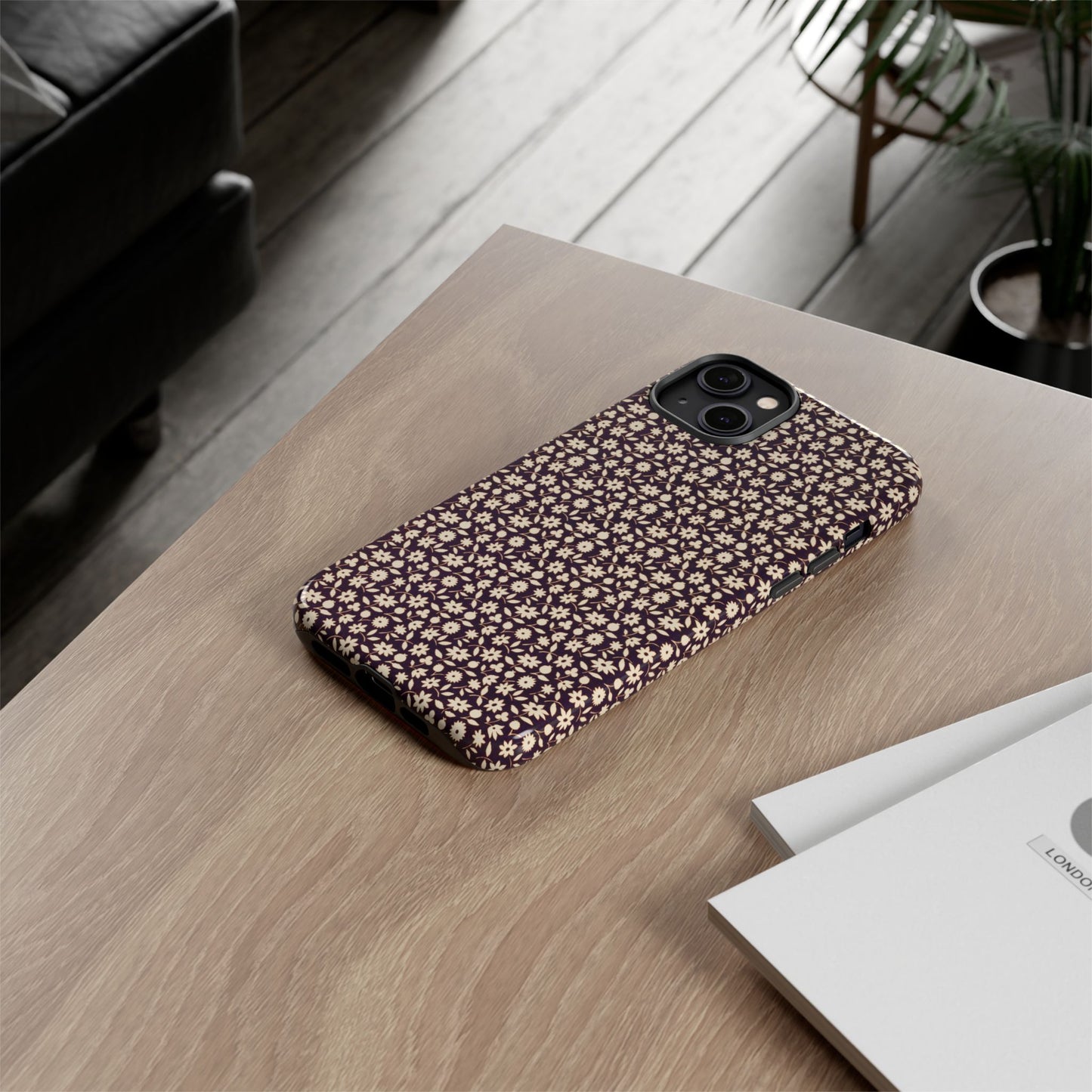 Coffee and Cream Vintage Floral Pattern iPhone Case