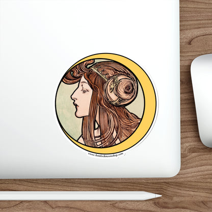 Crescent Moon Art Nouveau Sticker :: All-Weather, Water-Resistant Vinyl (5 sizes)