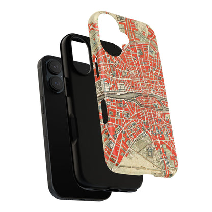 Retro Red Paris Map iPhone Case