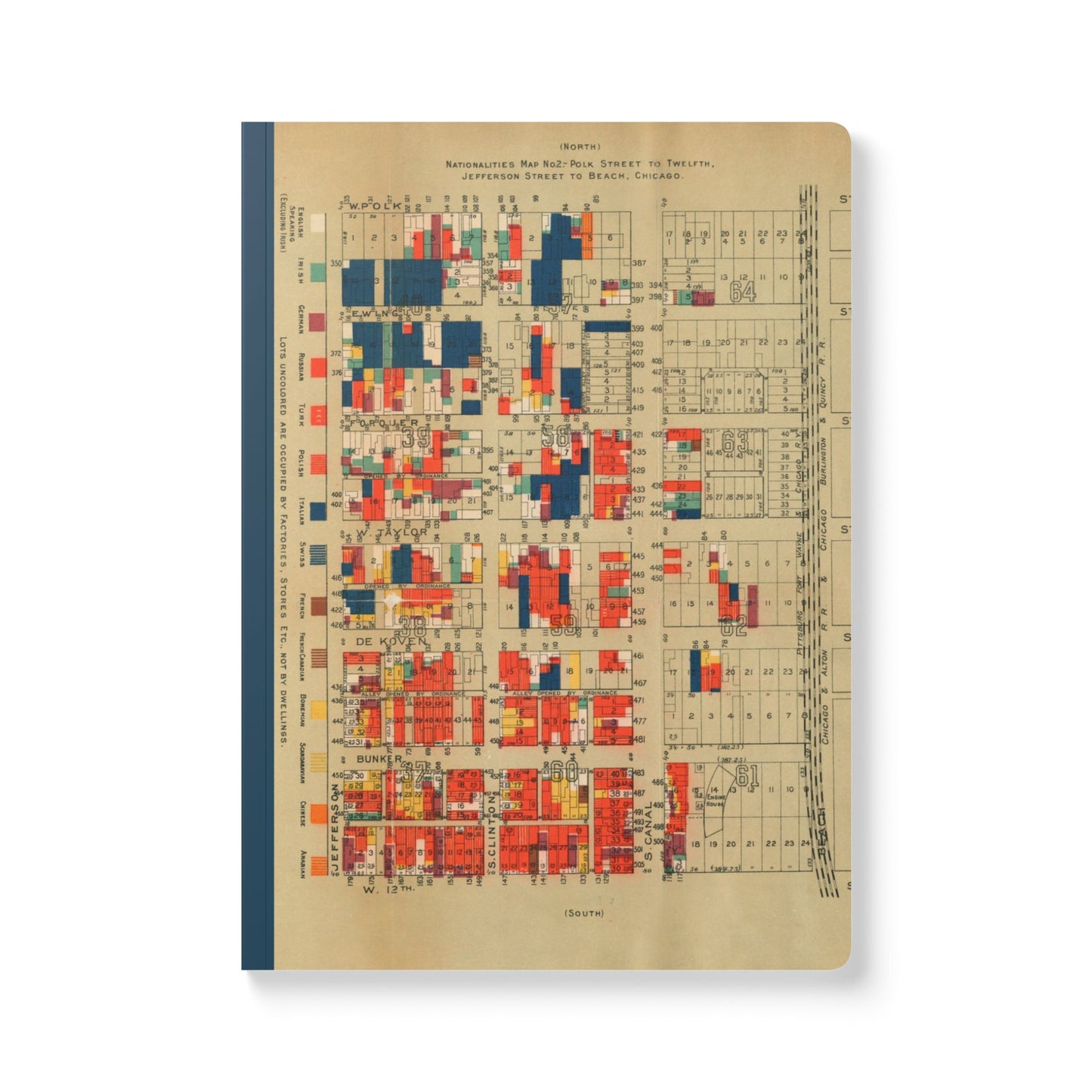 Chicago Nationalities Vintage Map | Softcover Notebook with Inside Maps