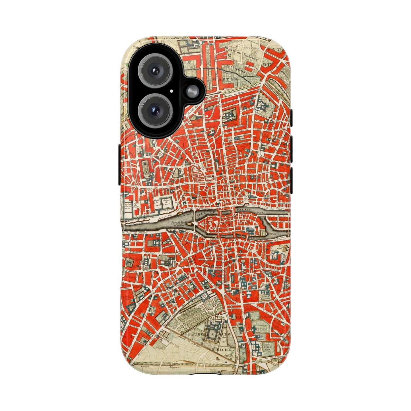 Retro Red Paris Map iPhone Case