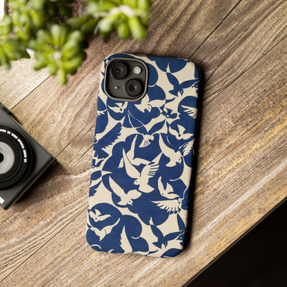 Blue Sky Birds Flying Retro iPhone Case