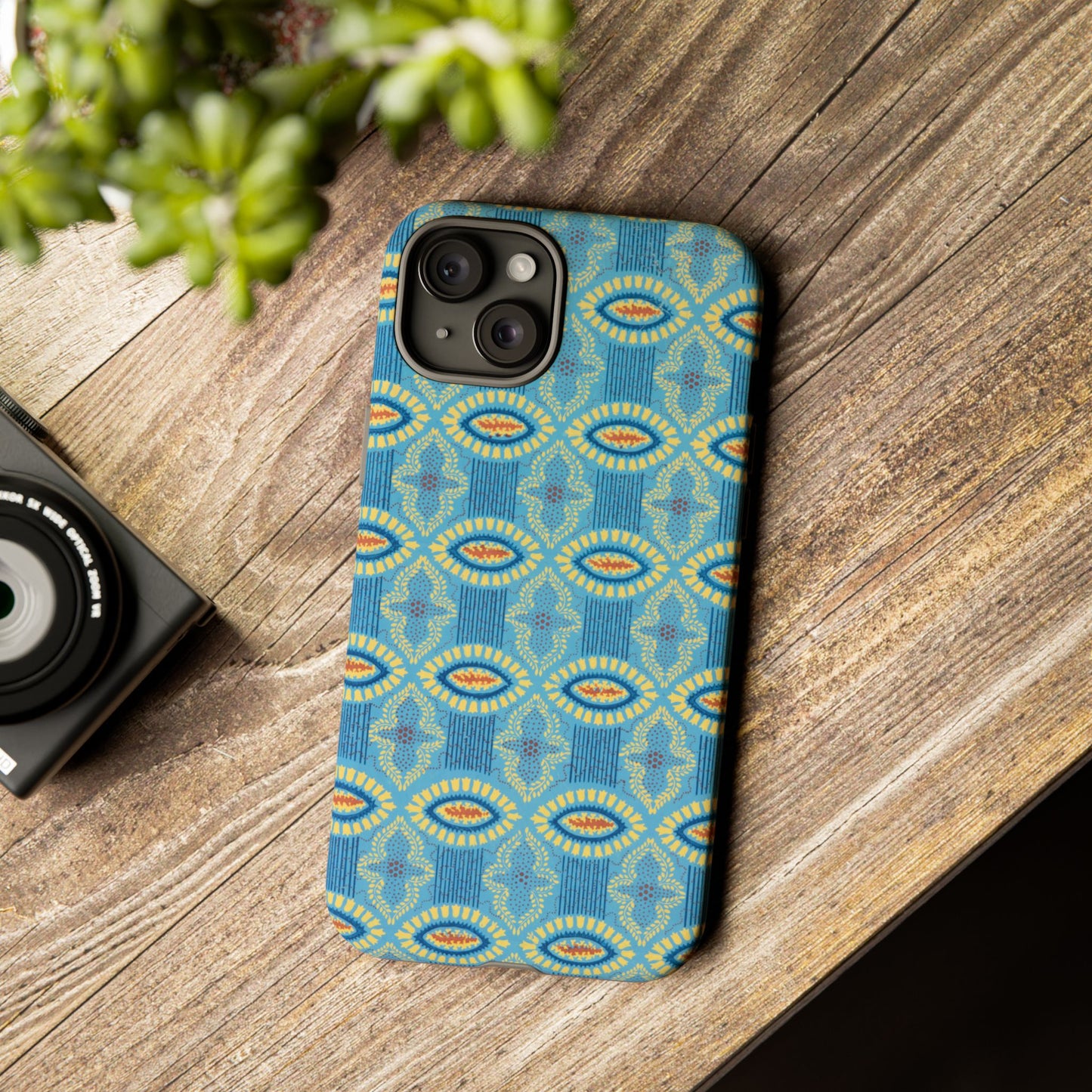Turquoise Retro Geometric iPhone Case