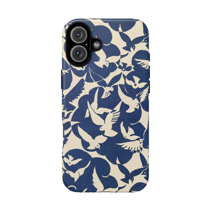 Blue Sky Birds Flying Retro iPhone Case