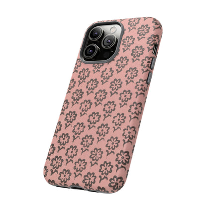 Dutch Pink & Brown Scattered Pattern Floral iPhone Case