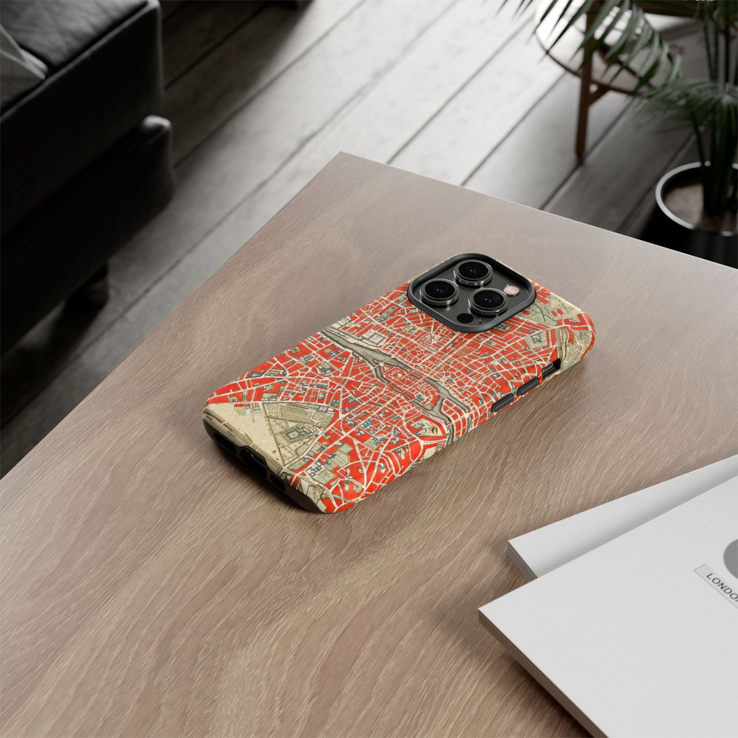 Retro Red Paris Map iPhone Case
