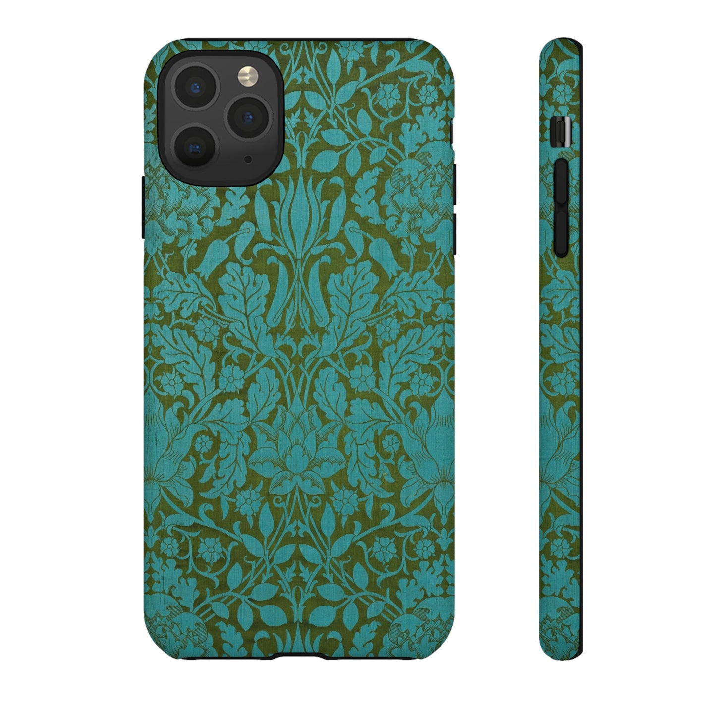 Aqua & Olive Oak Pattern by William Morris iPhone Case