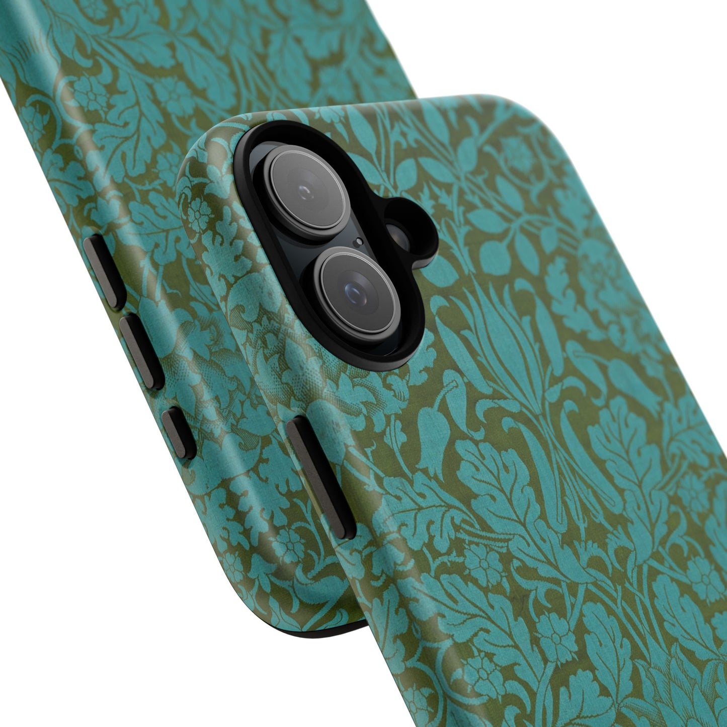 Aqua & Olive Oak Pattern by William Morris iPhone Case
