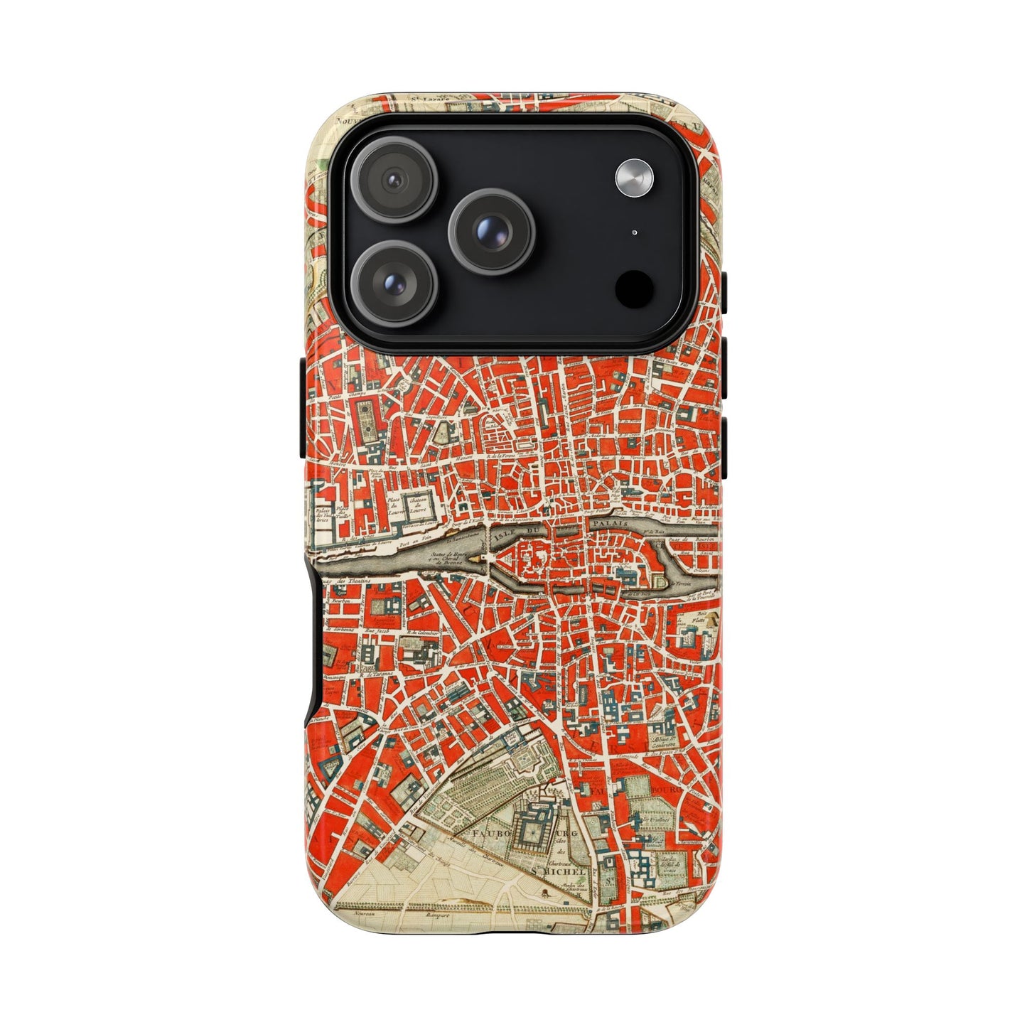 Retro Red Paris Map iPhone Case