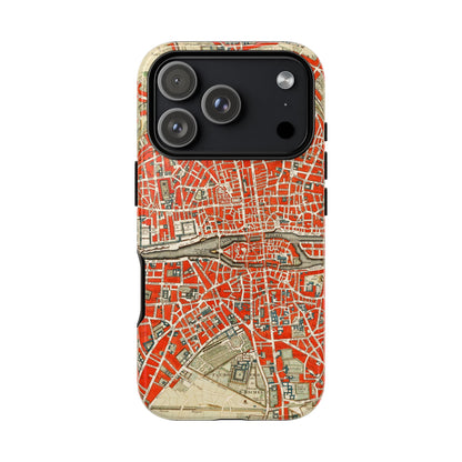 Retro Red Paris Map iPhone Case
