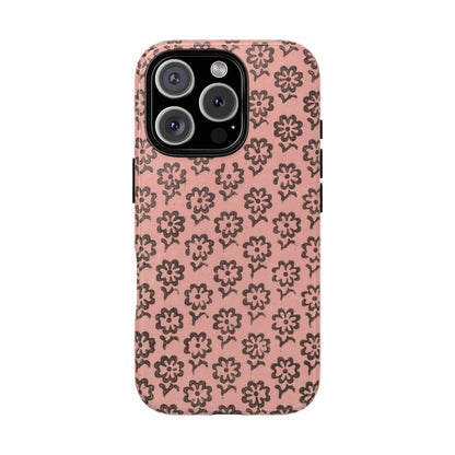 Dutch Pink & Brown Scattered Pattern Floral iPhone Case