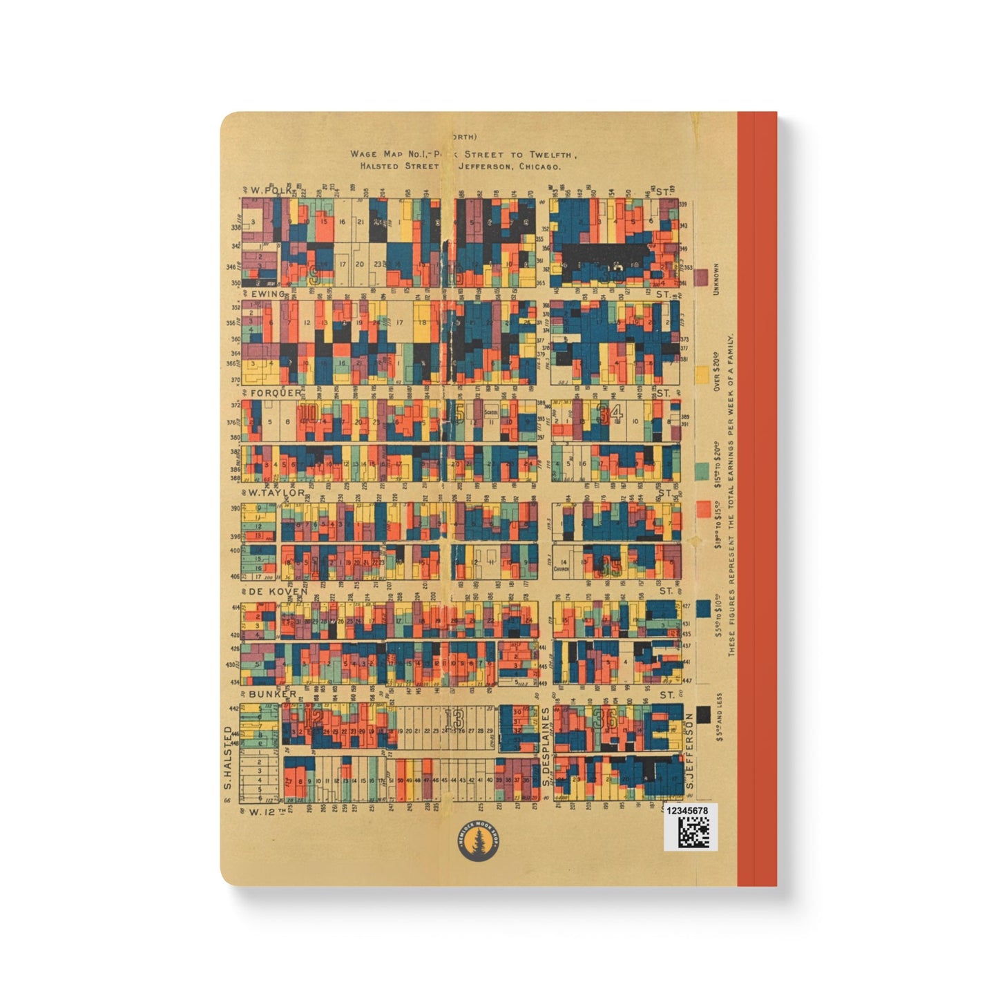 Chicago Vintage Wage Map | Softcover Notebook with Inside Maps