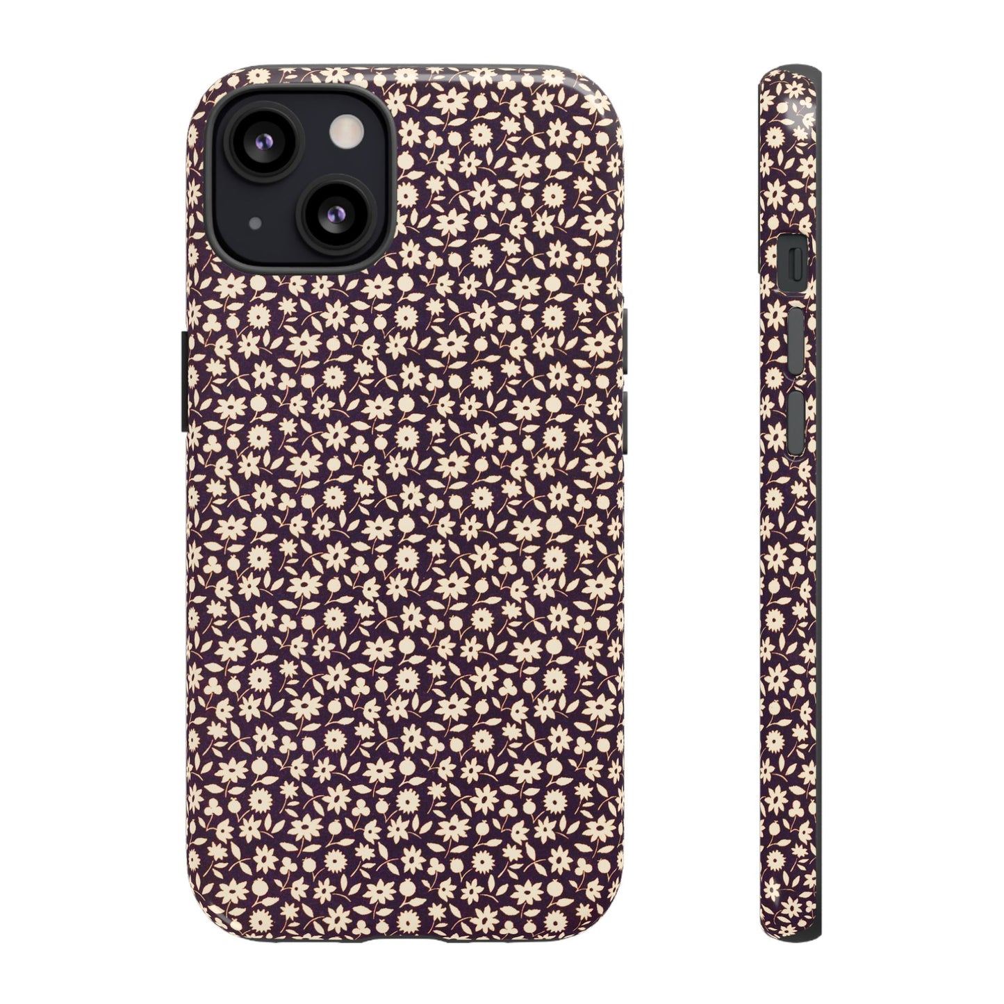 Coffee and Cream Vintage Floral Pattern iPhone Case