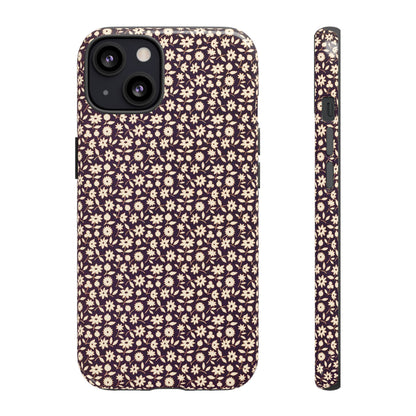 Coffee and Cream Vintage Floral Pattern iPhone Case