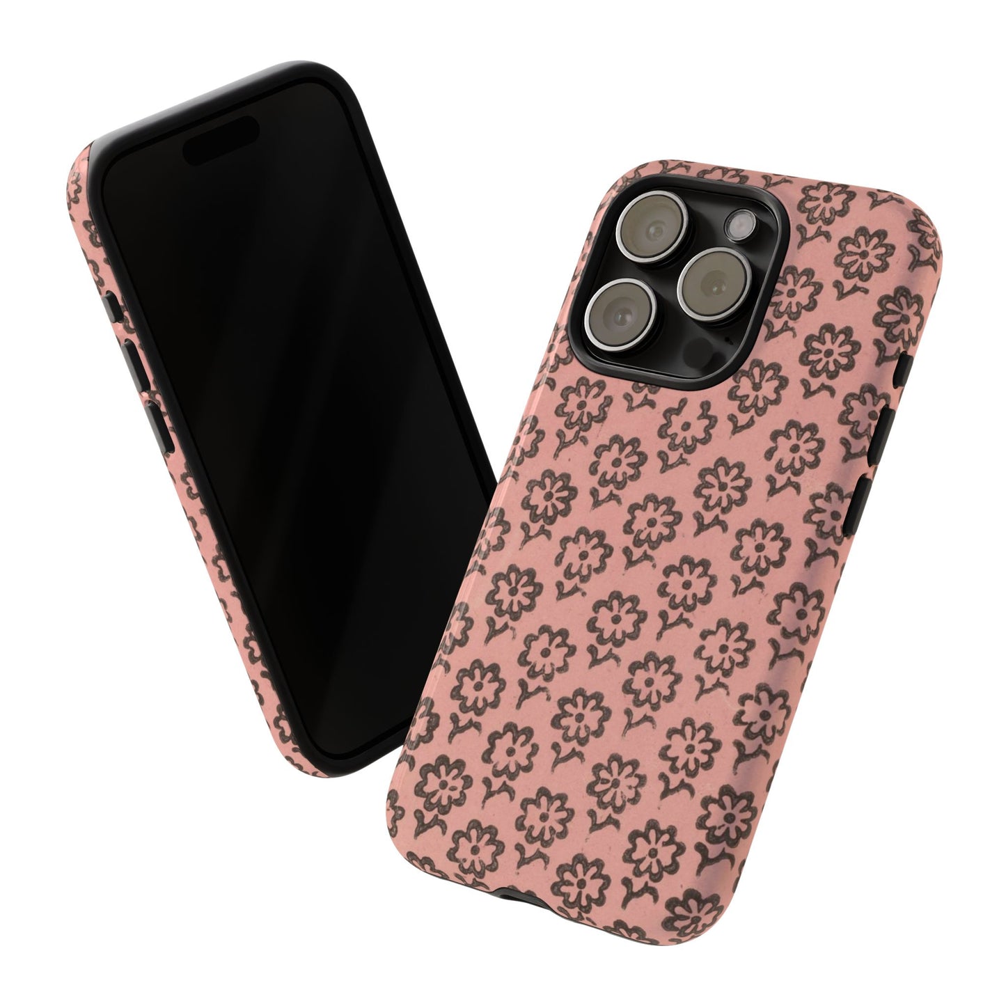 Dutch Pink & Brown Scattered Pattern Floral iPhone Case