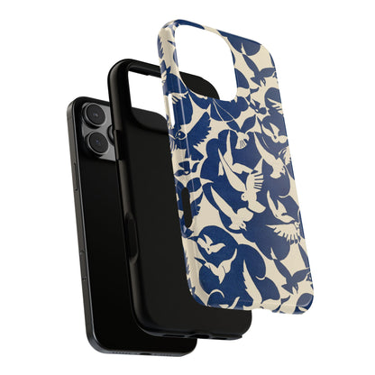 Blue Sky Birds Flying Retro iPhone Case