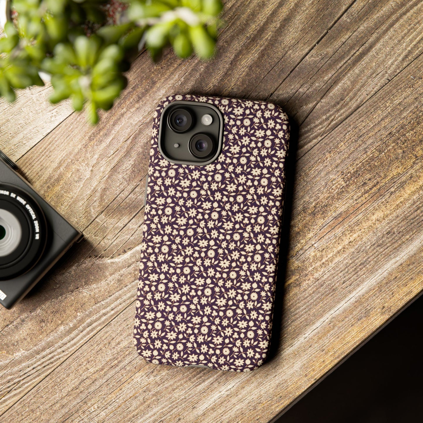 Coffee and Cream Vintage Floral Pattern iPhone Case