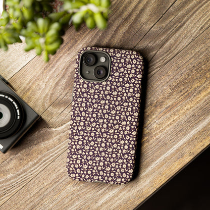 Coffee and Cream Vintage Floral Pattern iPhone Case