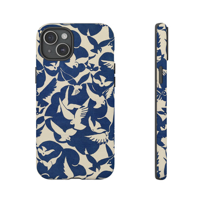 Blue Sky Birds Flying Retro iPhone Case