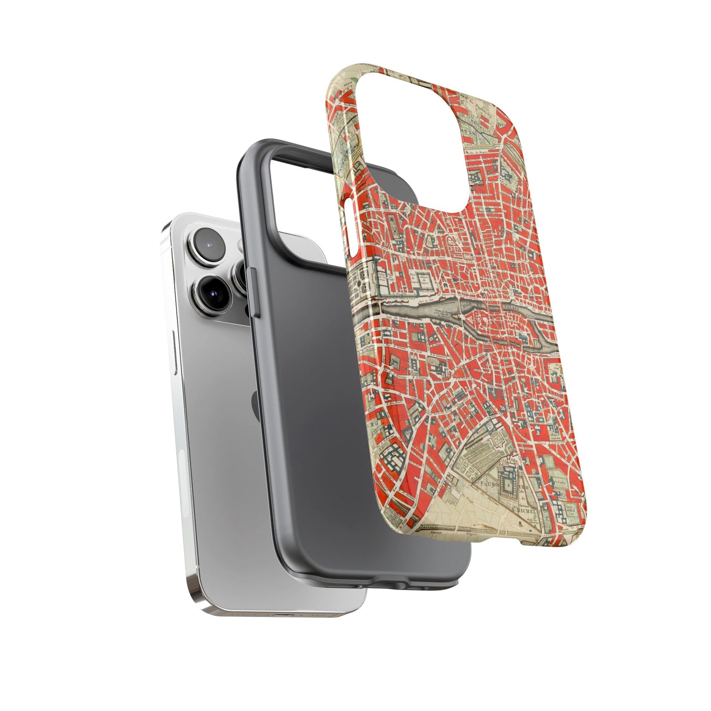 Retro Red Paris Map iPhone Case