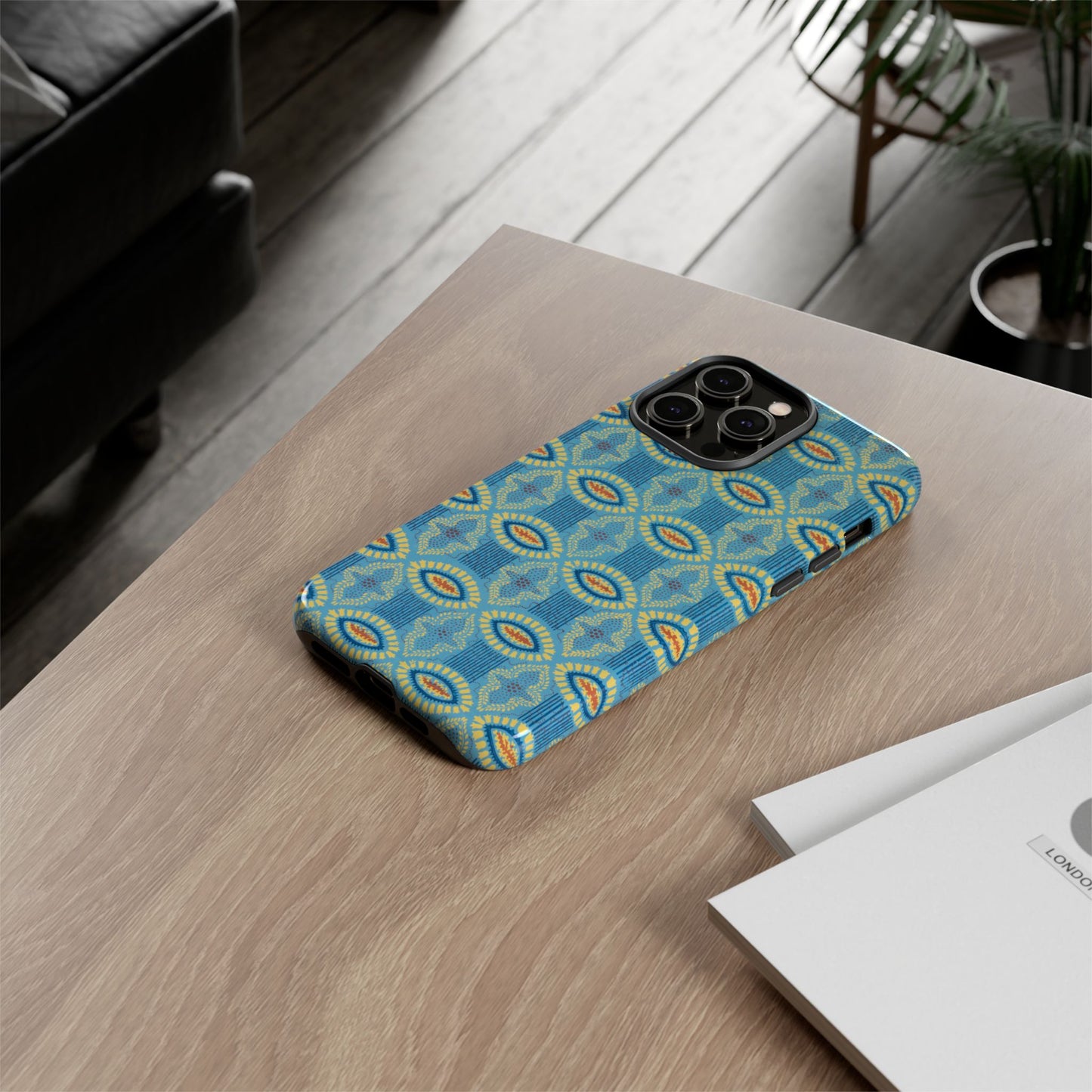 Turquoise Retro Geometric iPhone Case
