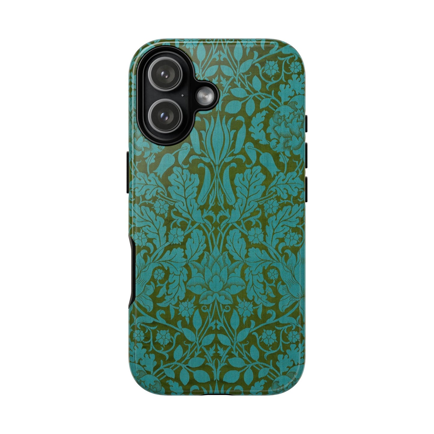 Aqua & Olive Oak Pattern by William Morris iPhone Case
