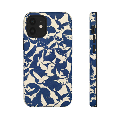 Blue Sky Birds Flying Retro iPhone Case