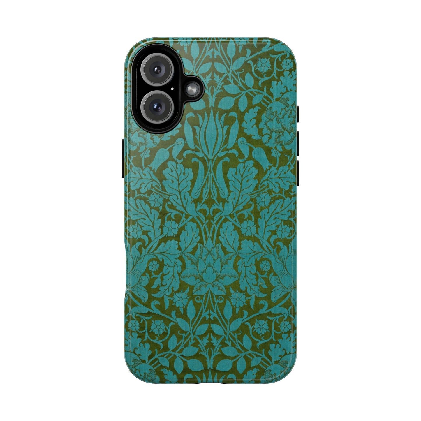 Aqua & Olive Oak Pattern by William Morris iPhone Case