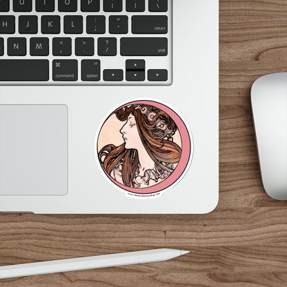 Pink Moon Art Nouveau Sticker :: All-Weather, Water-Resistant Vinyl (5 sizes)