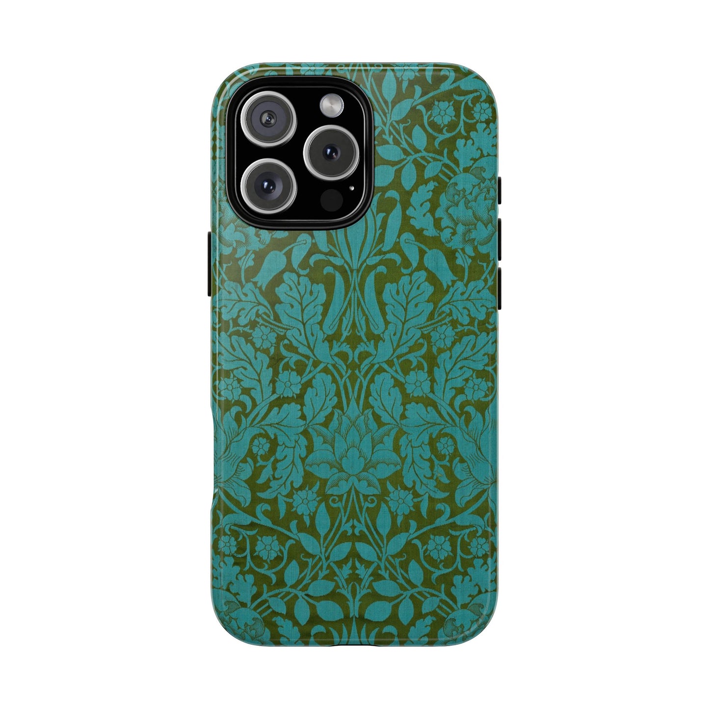 Aqua & Olive Oak Pattern by William Morris iPhone Case