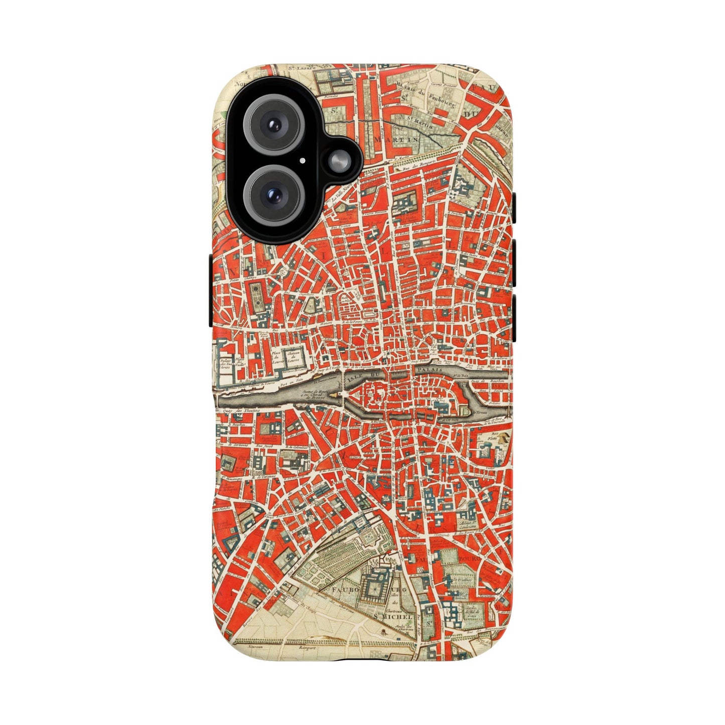 Retro Red Paris Map iPhone Case