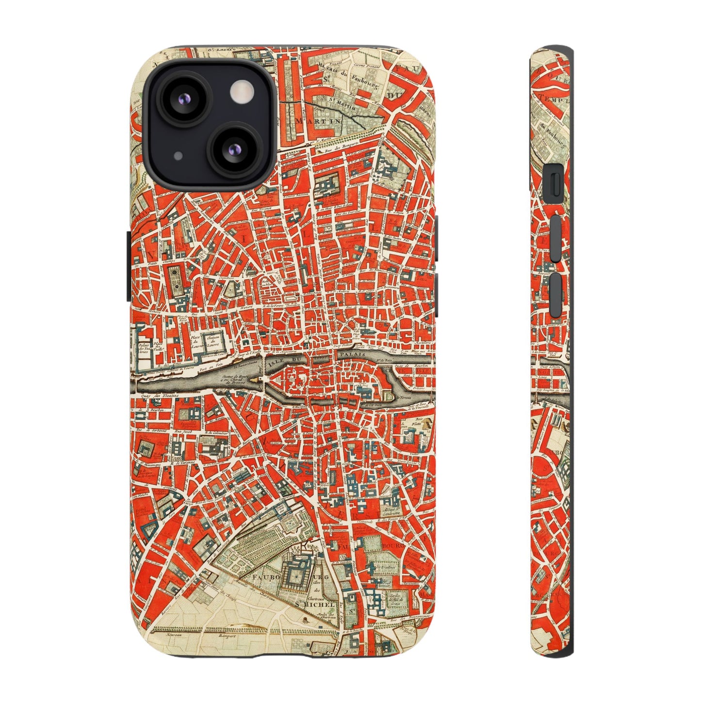 Retro Red Paris Map iPhone Case
