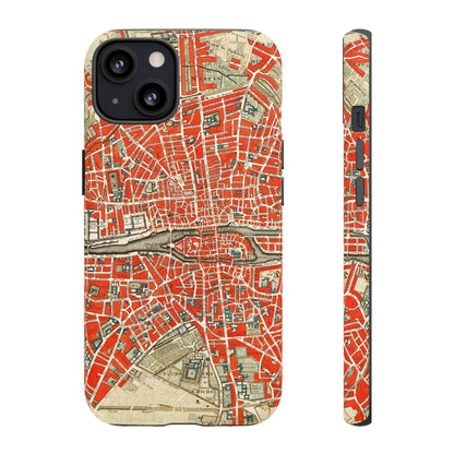 Retro Red Paris Map iPhone Case