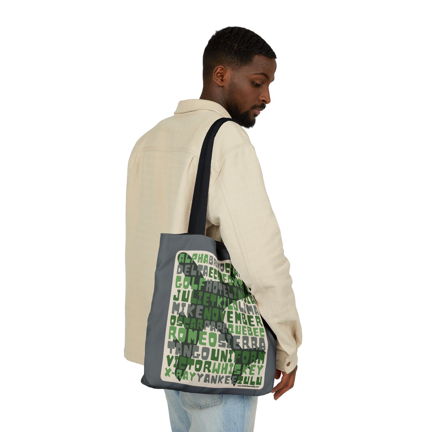 Green Aviation Alphabet Tote Bag (3 sizes)