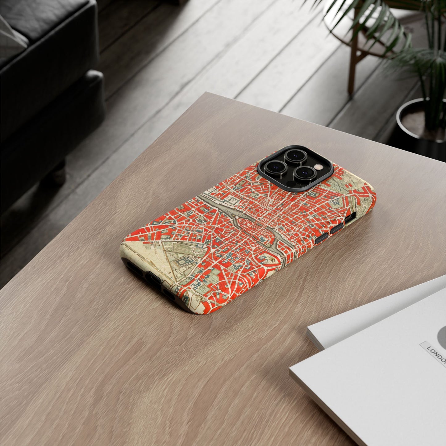 Retro Red Paris Map iPhone Case