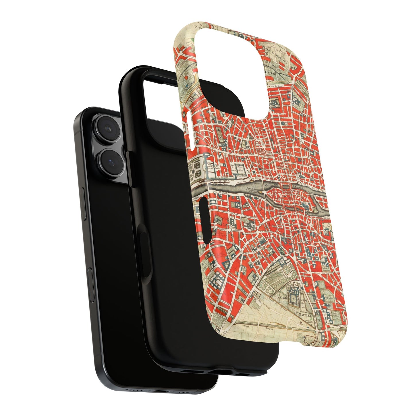 Retro Red Paris Map iPhone Case