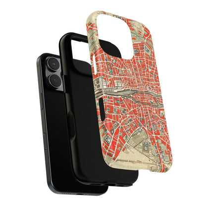 Retro Red Paris Map iPhone Case