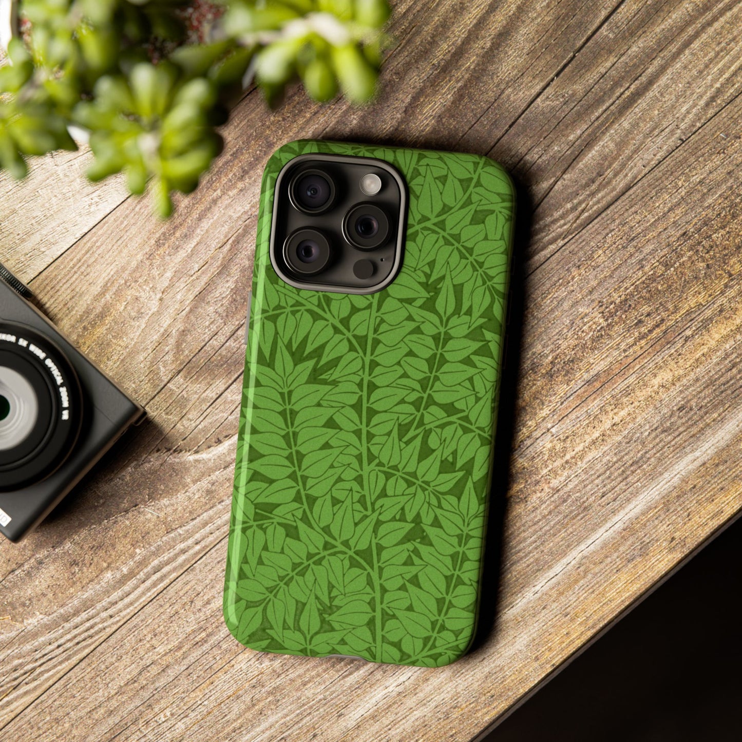 Antique Green Branch Pattern by William Morris iPhone Case