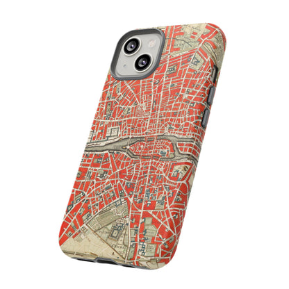 Retro Red Paris Map iPhone Case