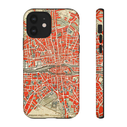 Retro Red Paris Map iPhone Case
