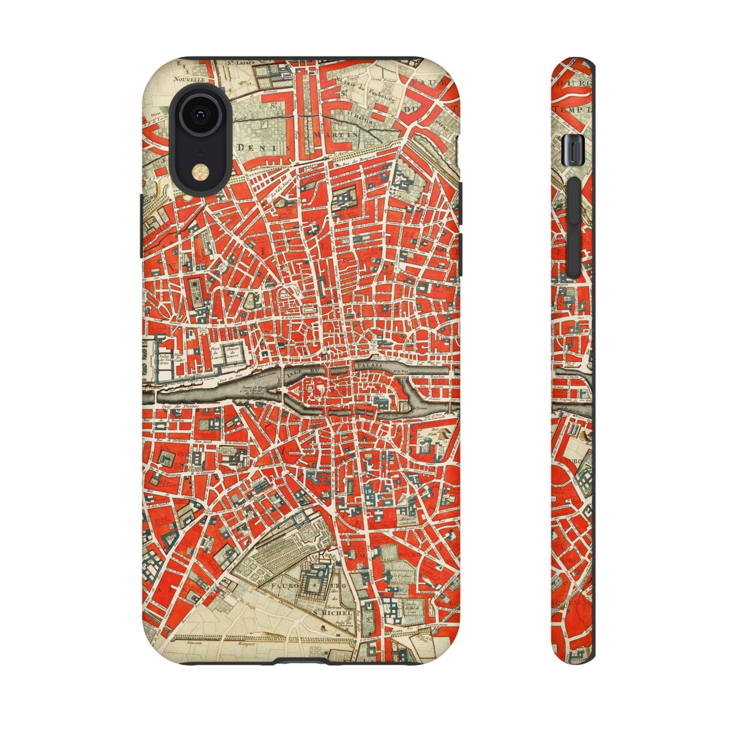 Retro Red Paris Map iPhone Case