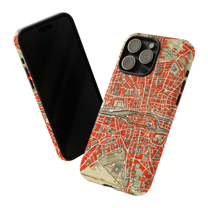 Retro Red Paris Map iPhone Case