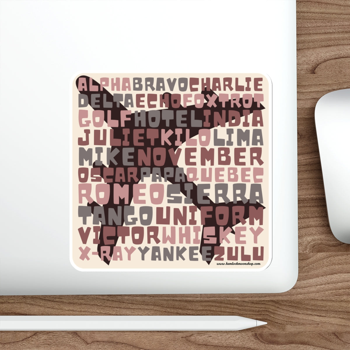 Pink Retro Aviation Alphabet Sticker :: All-Weather, Water-Resistant Vinyl (5 sizes)