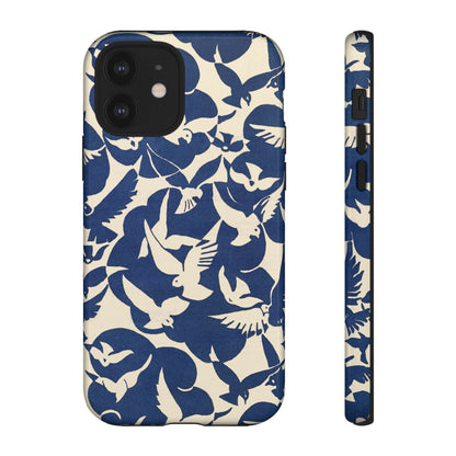 Blue Sky Birds Flying Retro iPhone Case