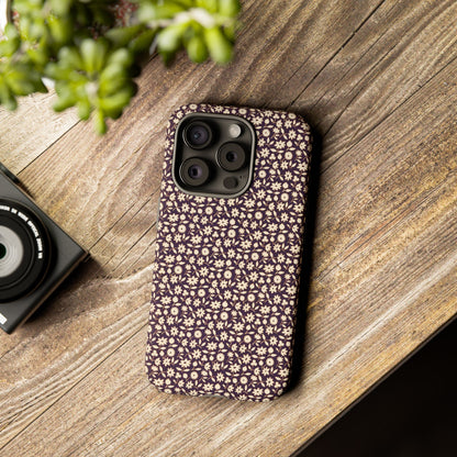 Coffee and Cream Vintage Floral Pattern iPhone Case