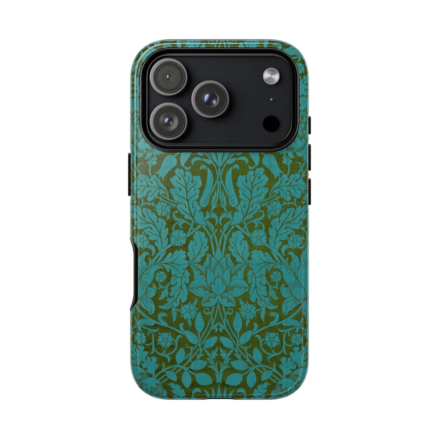 Aqua & Olive Oak Pattern by William Morris iPhone Case