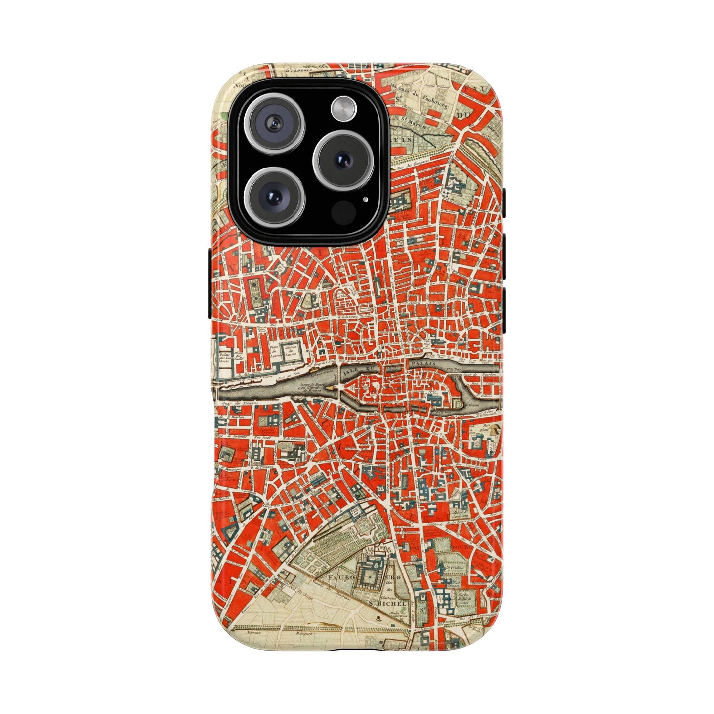 Retro Red Paris Map iPhone Case