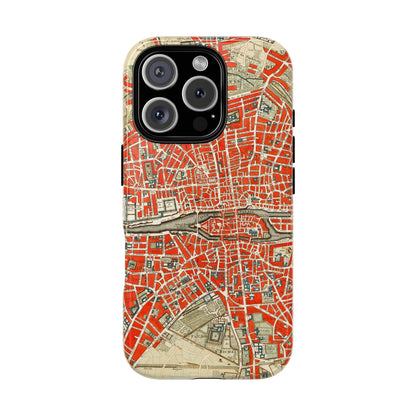 Retro Red Paris Map iPhone Case