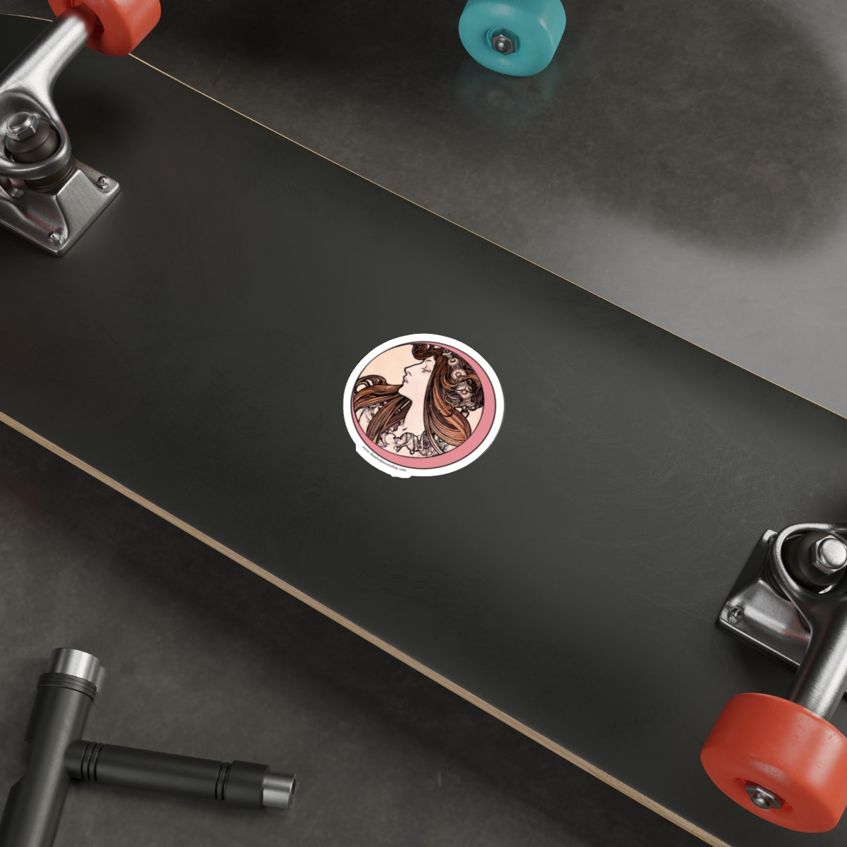 Pink Moon Art Nouveau Sticker :: All-Weather, Water-Resistant Vinyl (5 sizes)
