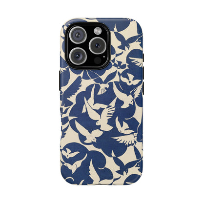 Blue Sky Birds Flying Retro iPhone Case